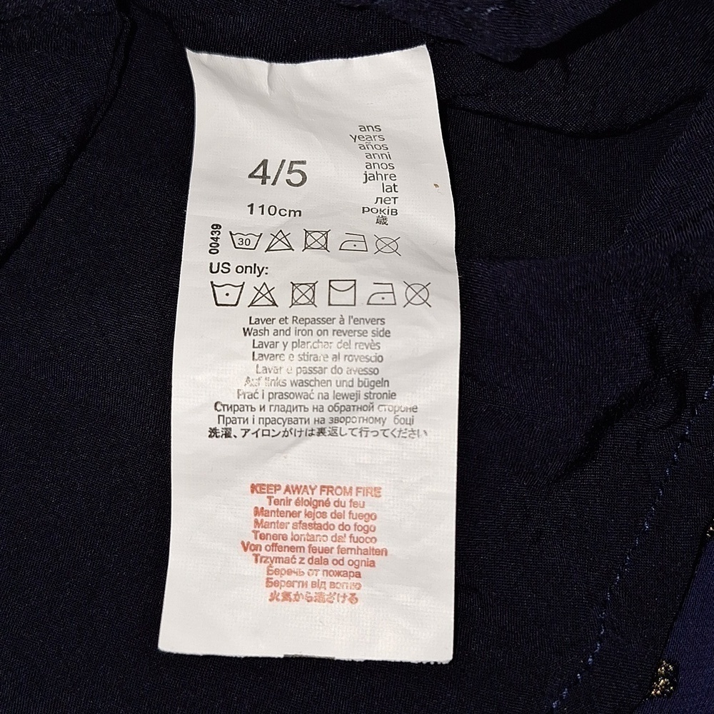 NWOT 3Pommes Girls Navy Robe A Manches Short Sleeve Dress - Picture 12 of 15